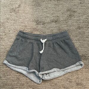 Gray Athletic Shorts with Adjustable Drawstring and Cuffed Hems